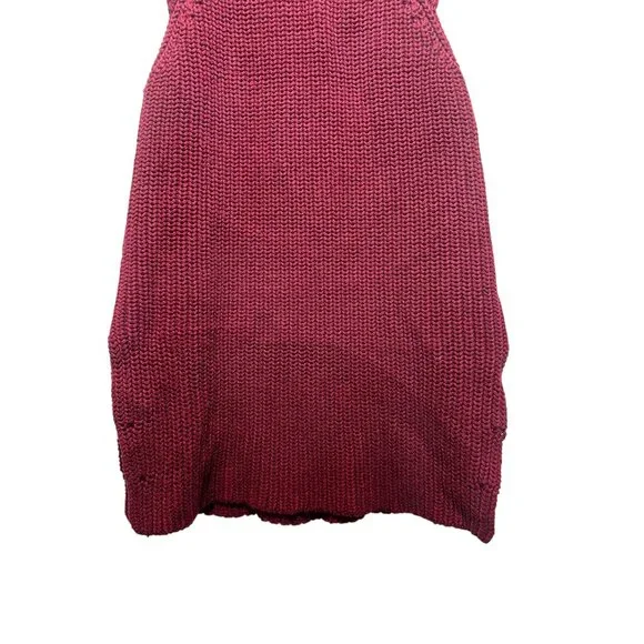 By Malene Birger Chunky Knit Linen Long Vest Womens Small Red Preppy Fisherman - Picture 9 of 16